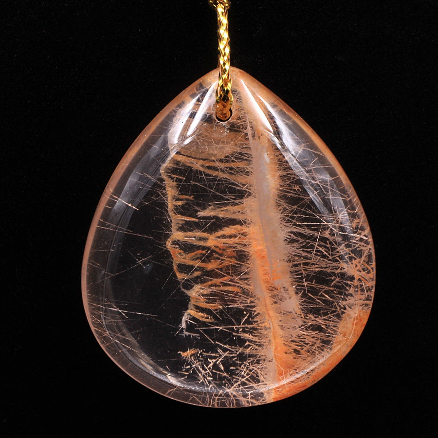 Rare Natural Red Phantom Quartz Puffy Teardrop Pendant Gemstone Focal Bead A1