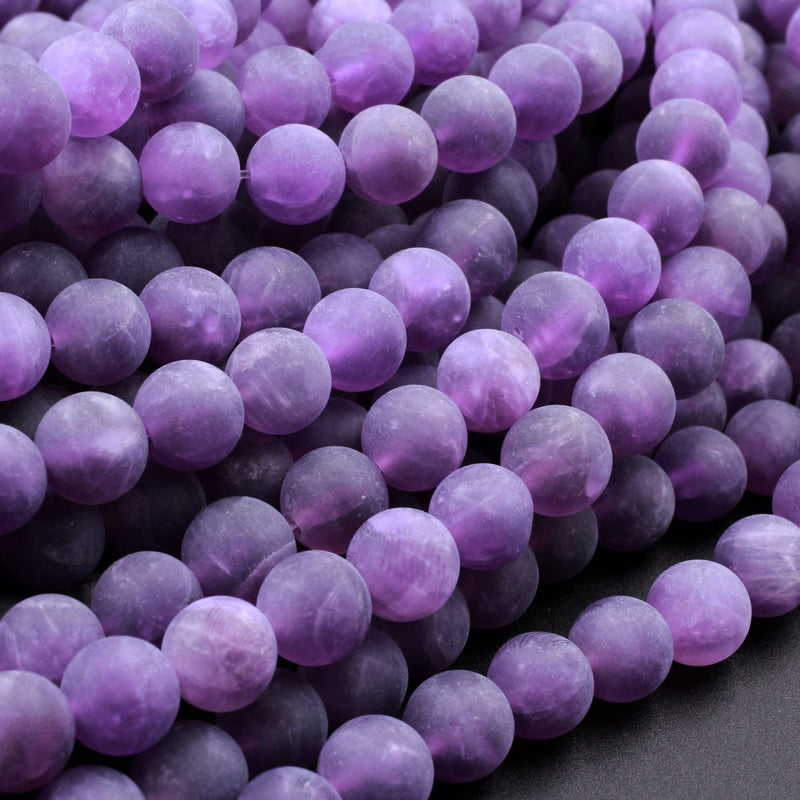 AAA Matte Finish Natural Purple Amethyst Round Beads 4mm 6mm 8mm 10mm 16" Strand