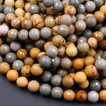 Faceted Owyhee Picture Jasper Beads 6mm 8mm 10mm Round 15.5" Strand
