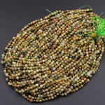 Micro Faceted Natural Green Garnet 5mm Round Beads 16" Strand