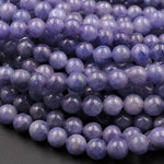 Natural Tanzanite Round Beads 6mm 7mm 8mm 10mm Real Genuine Tanzanite Purple Blue Gemstone 16" Strand