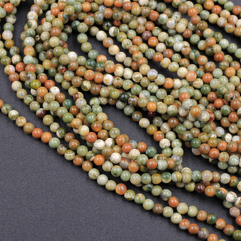 Natural Rainforest Rhyolite Jasper 2mm Round Beads 16" Strand