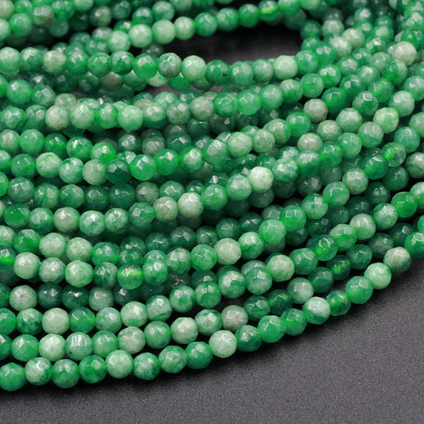 Faceted Natural Green Agate 2mm Round Beads 15" Strand