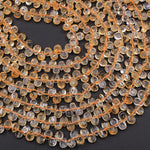 Natural Citrine Smooth Teardrop Beads Small 6mm Gemstone Earring Beads 16" Strand
