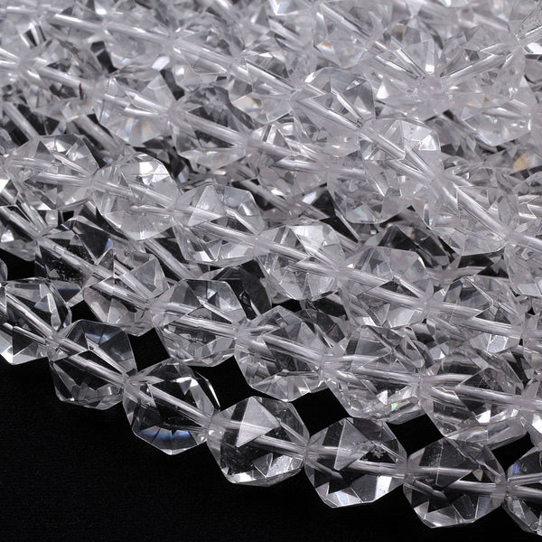 AAA Star Cut Natural Rock Quartz Beads 6mm 8mm 10mm 12mm Real Genuine Super Clear Crystal Quartz 15" Strand