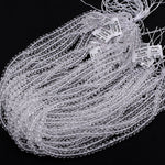 Faceted Natural Rock Quartz Rondelle Beads 4mm 6mm 8mm Real Genuine Super Clear Crystal Quartz AAA 15.5" Strand