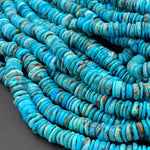 Genuine 100% Natural Arizona Turquoise Heishi Beads 8mm 10mm 12mm Thin Rondelle Discs 16" Strand