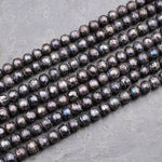 Faceted Rondelle Pearls Copper Gray Freshwater Pearl 6mm Round Shimmery Iridescent Beads 16" Strand