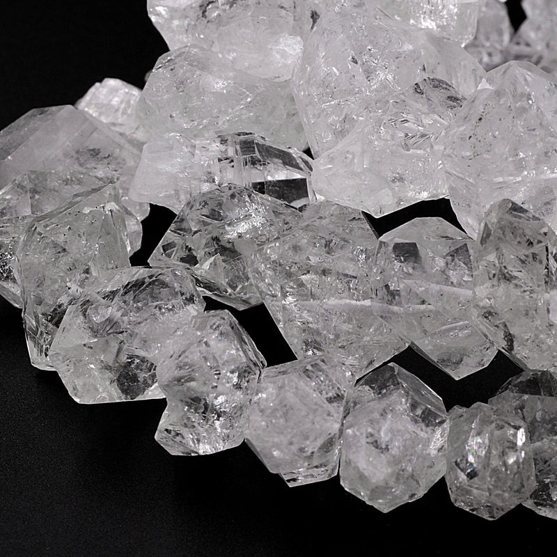 Large Natural Herkimer Diamond Quartz Beads Superior A Grade Double Terminated Point Real Natural Quartz 16" Strand