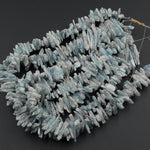 Rough Raw Light Blue Kyanite Beads Center Drilled Freeform Irregular Spike Shape 16" Strand