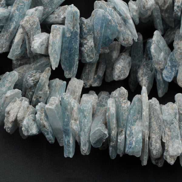 Rough Raw Light Blue Kyanite Beads Center Drilled Freeform Irregular Spike Shape 16" Strand