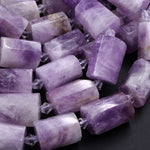 Large Faceted Natural Amethyst Tube Beads Soft Violet Purple Amethyst Gemstone Cylinder 16" Strand