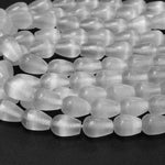 Natural Selenite Teardrop Beads 10x7mm Vertically Drilled Real Genuine Natural Selenite Gemstone 16" Strand