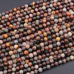 Natural Phantom Quartz Beads Lodolite Beads 6mm 7mm  8mm Intense Red Green Yellow Brown Copper Bronze Minerals Matrix 16" Strand
