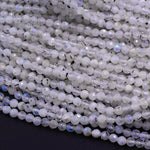 Micro Faceted Natural Rainbow Moonstone Round Beads 3mm 4mm 5mm 6mm 15.5" Strand