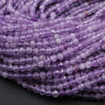 Micro Faceted Natural Violet Purple Amethyst Round Beads 3mm 16" Strand