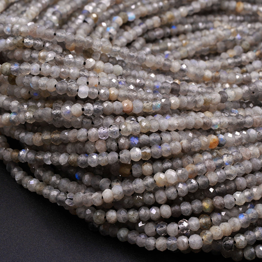 3mm Faceted Labradorite Rondelle Beads 16" Strand