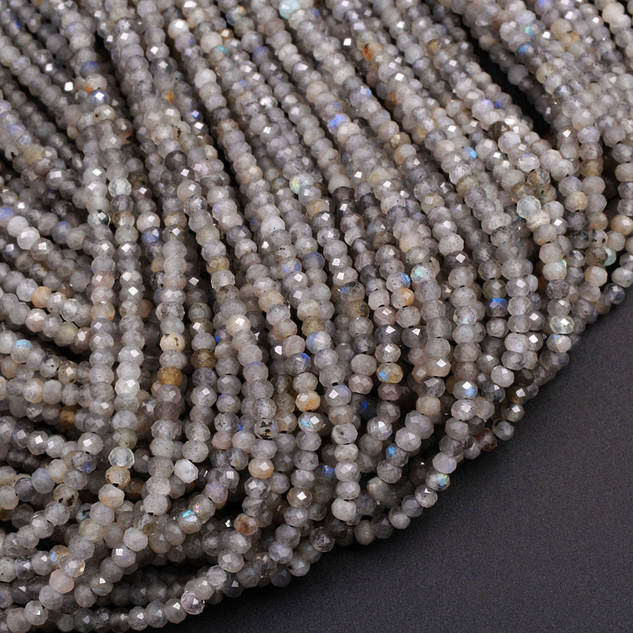 3mm Faceted Labradorite Rondelle Beads 16" Strand