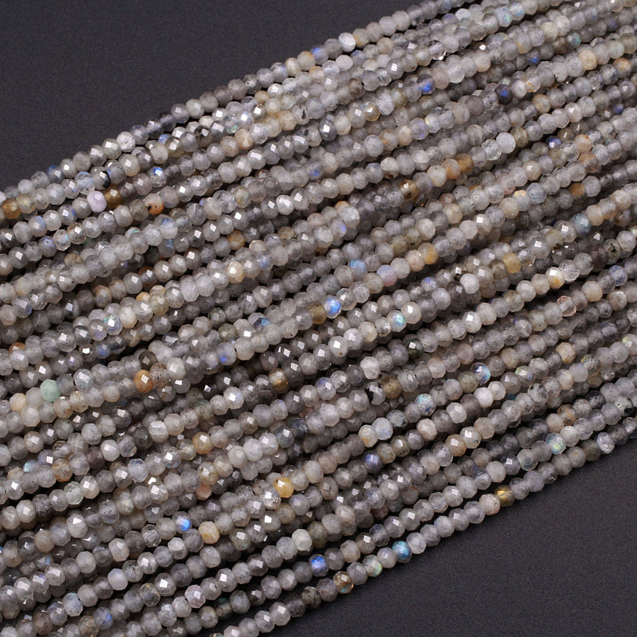3mm Faceted Labradorite Rondelle Beads 16" Strand