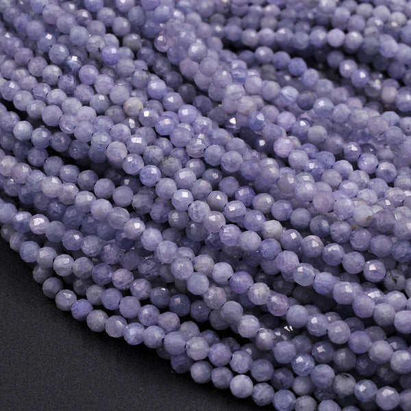 Genuine Real Natural Tanzanite Round Beads 2mm 3mm 3.5mm 4mm Faceted Micro Cut Gemstone 16" Strand