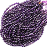 Deep Purple Amethyst Faceted 6mm 8mm Round Beads Genuine Real Amethyst Gemstone Beads 15.5" Strand