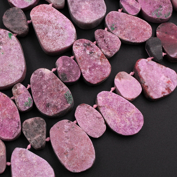 Natural Pink Cobalto Calcite Drusy Teardrop Focal Pendant Beads 16" Strand