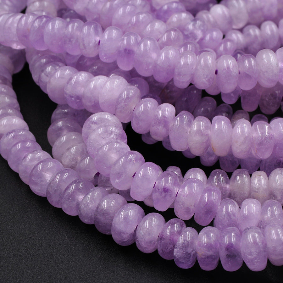 Natural Soft Violet Purple Amethyst Smooth Rondelle 6mm Beads 16" Strand