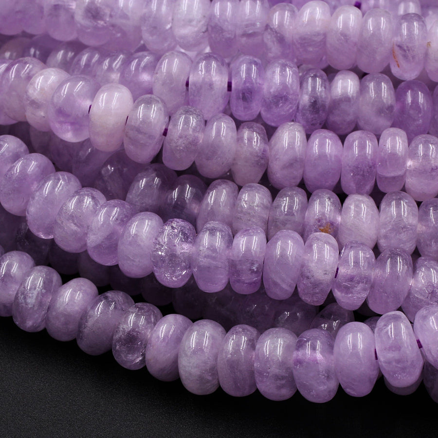 Natural Soft Violet Purple Amethyst Smooth Rondelle 6mm Beads 16" Strand