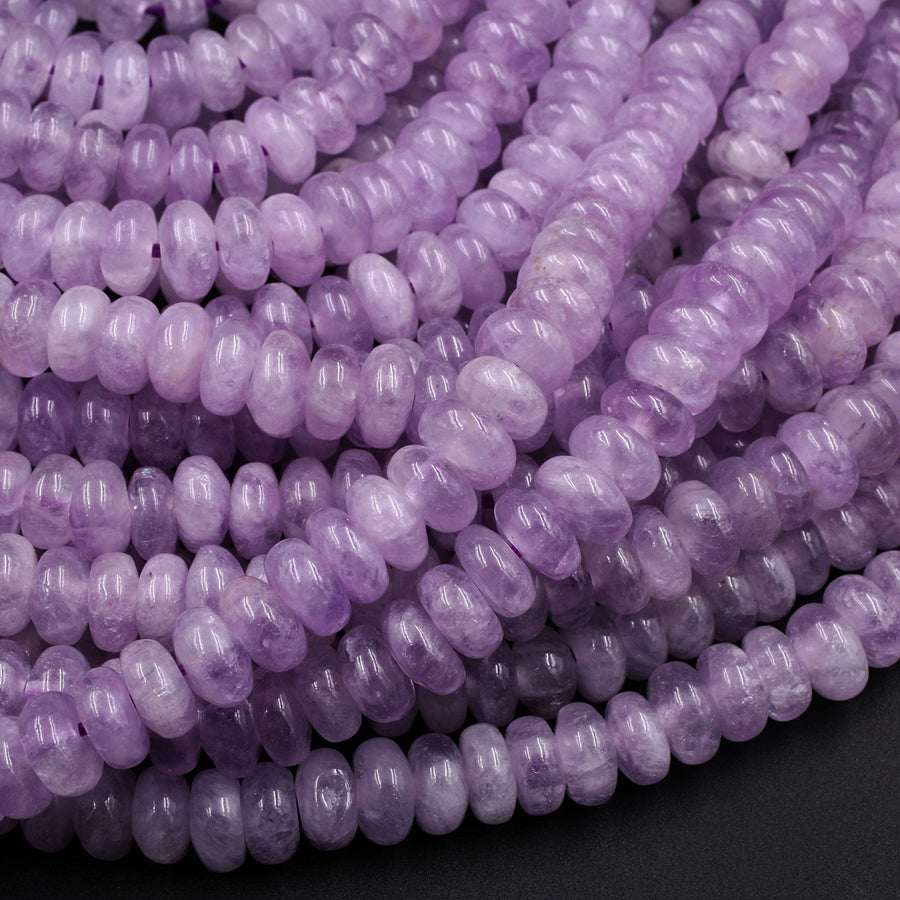 Natural Soft Violet Purple Amethyst Smooth Rondelle 6mm Beads 16" Strand