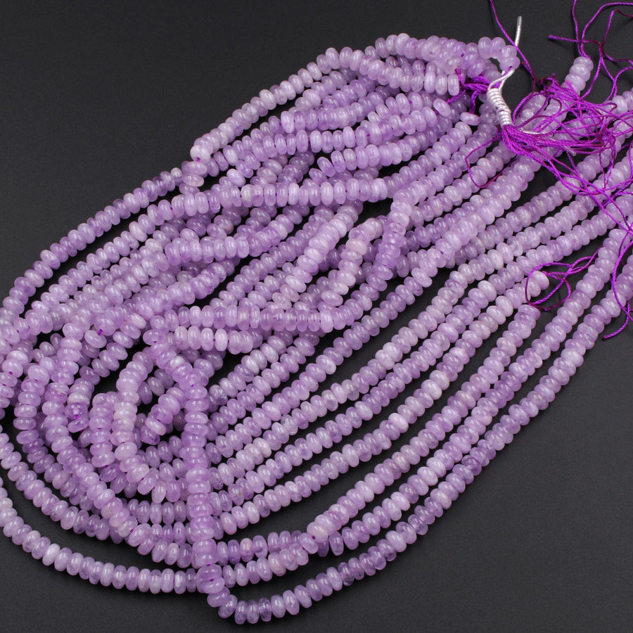 Natural Soft Violet Purple Amethyst Smooth Rondelle 6mm Beads 16" Strand