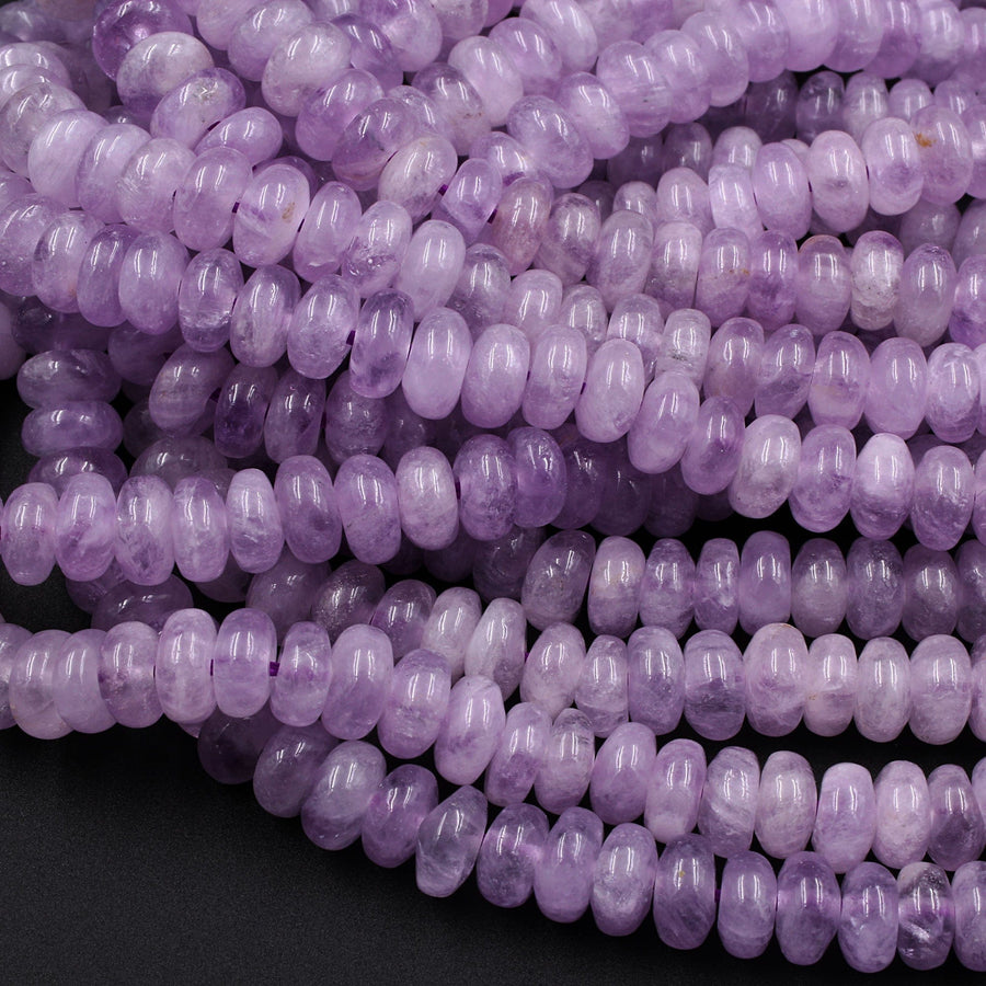 Natural Soft Violet Purple Amethyst Smooth Rondelle 6mm Beads 16" Strand