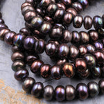 Large Dark Bronze Button Pearls 12mm Extra Brilliant Golden Copper Peacock Iridescence Real Genuine Freshwater Pearl 16" Strand