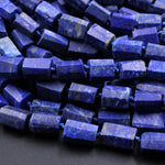 Natural Blue Lapis Lazuli Faceted Tube Beads 16" Strand