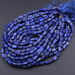 Natural Blue Lapis Lazuli Faceted Tube Beads 16" Strand