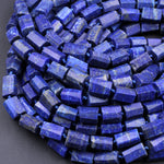 Natural Blue Lapis Lazuli Faceted Tube Beads 16" Strand