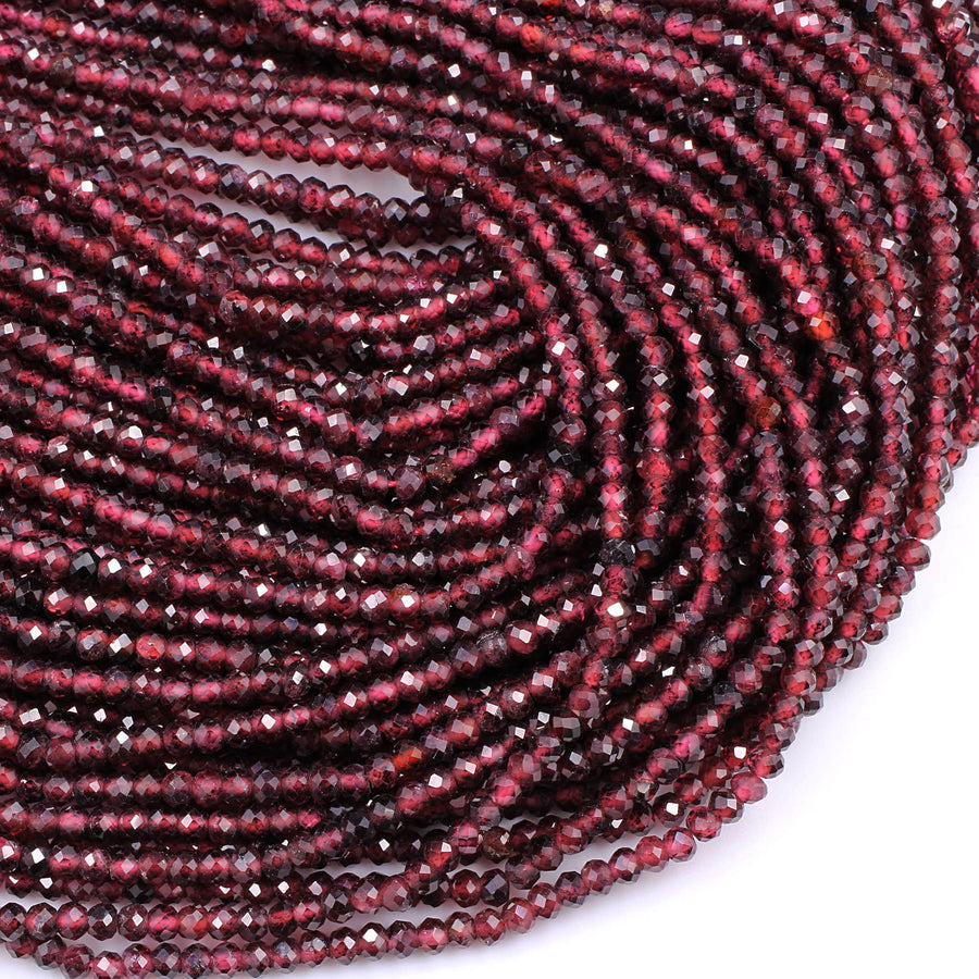AAA Natural Red Garnet Gemstone Beads Micro Faceted 3mm Rondelle High Quality Laser Diamond Cut Gemstone 16" Strand