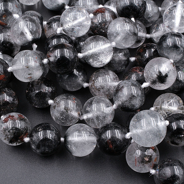 Rare Natural Hollandite Quartz Round Beads 9mm 10mm 12mm 14mm 16mm 18mm Magnificent Healing Stone 16" Strand