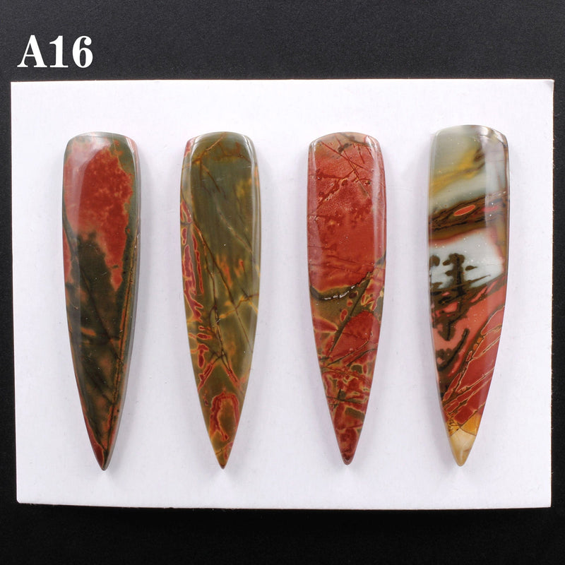 Undrilled Natural Red Creek Jasper Dagger Pendant Cabochon Modern Long Triangle Shape Aka Multicolor Picasso Picture Jasper Card