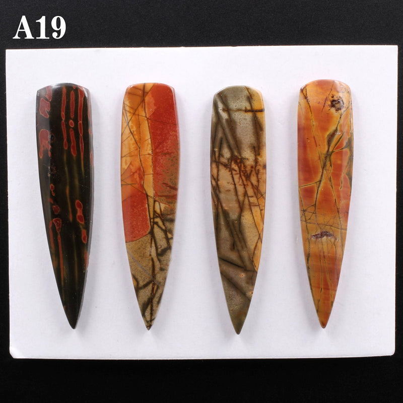 Undrilled Natural Red Creek Jasper Dagger Pendant Cabochon Modern Long Triangle Shape Aka Multicolor Picasso Picture Jasper Card