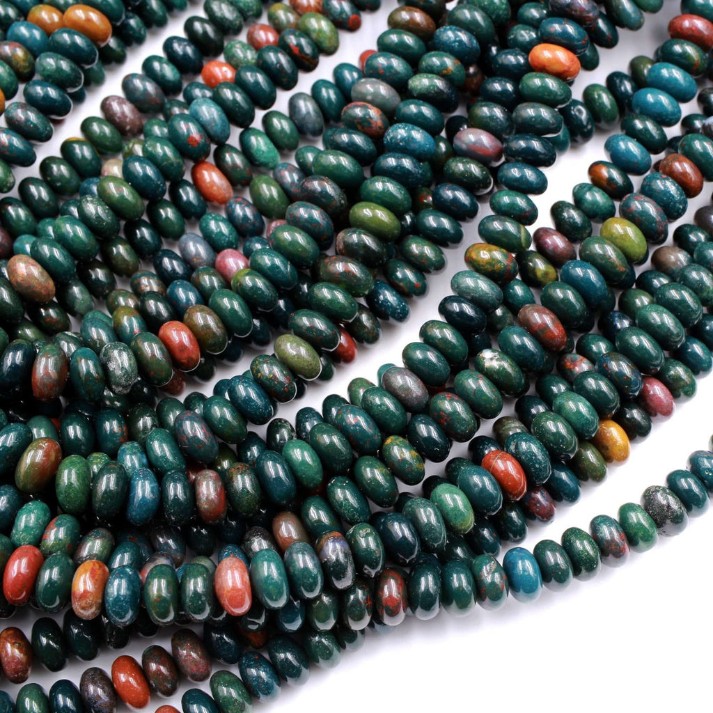 Real Genuine Bloodstone 6mm 8mm Rondelle Beads Superior Quality~  100% Natural Bloodstone Full 16" Strand