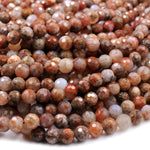 Rare Faceted Natural Red Flame Agate 6mm 8mm Round Beads 16" Strand