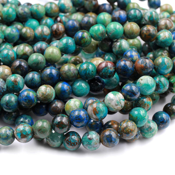 Rare Azurite Chrysocolla Beads 6mm 8mm 10mm Genuine Real 100% Natural Blue Azurite Green Chrysocolla From Arizona 15.5" Strand