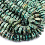 Large Natural African Turquoise Heishi Rondelle Beads Center Drilled 16mm 18mm 16" Strand