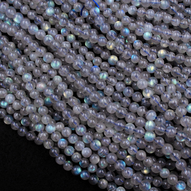Flashy Labradorite 5mm 6mm Round Beads 16" Strand