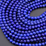 AAA Genuine 100% Natural Blue Lapis 3mm 4mm 5mm 6mm 8mm Round Beads 15.5" Strand