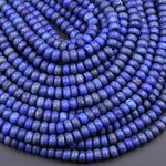 AAA Matte Natural Blue Lapis 6x4mm 8x5mm Rondelle Beads Real Genuine Lapis Pyrite Specks High Quality Gemstone 16" Strand