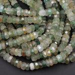 Rare Natural African Green Chalcedony W/ Golden Matrix Faceted 6mm 8mm 10mm Rondelle Beads 16" Strand