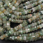 Rare Natural African Green Chalcedony W/ Golden Matrix Faceted 6mm 8mm 10mm Rondelle Beads 16" Strand