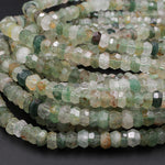 Rare Natural African Green Chalcedony W/ Golden Matrix Faceted 6mm 8mm 10mm Rondelle Beads 16" Strand