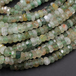 Rare Natural African Green Chalcedony W/ Golden Matrix Faceted 6mm 8mm 10mm Rondelle Beads 16" Strand